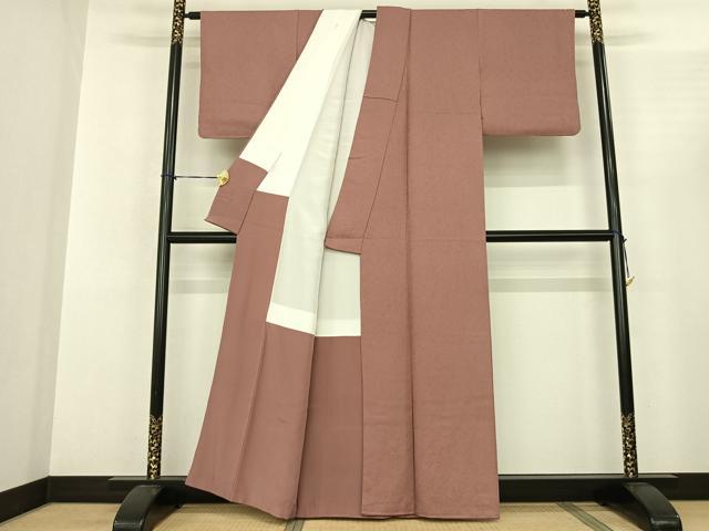 平和屋着物●上質な色無地 紋意匠 退紅色 正絹 逸品 AABF0582fy