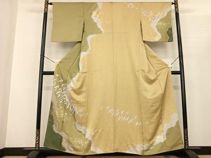 平和屋着物●訪問着 駒刺繍 花鳥文 金彩 正絹 逸品 AABF0583fy