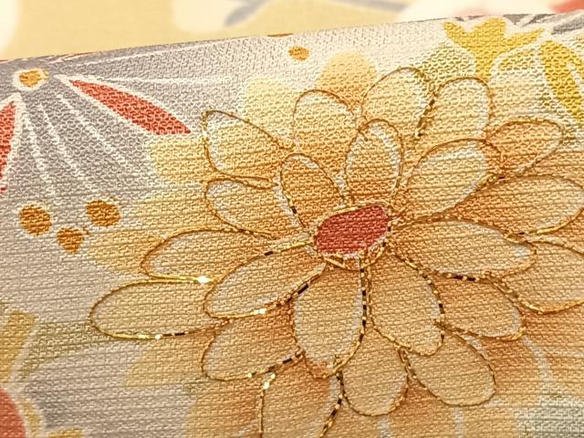平和屋着物●豪華振袖 駒刺繍 片輪車花文 暈し染め 正絹 逸品 AABF0586fy