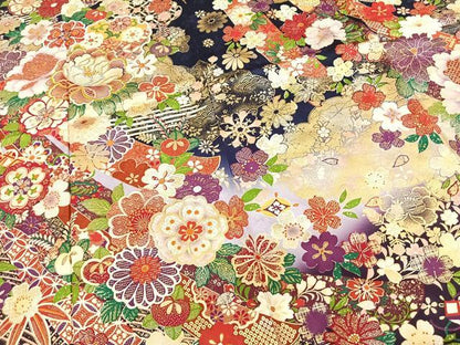 平和屋着物●豪華振袖　草花文　暈し染め　金銀糸　金銀彩　丹後ちりめん　鈴乃屋扱い　反端付き　正絹　逸品　未使用　AABF0587fy