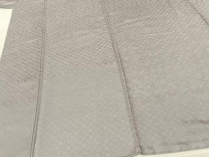 平和屋着物●お召 色無地 市松萩地紋 灰青色 ますいわ屋扱い 正絹 逸品 AABF0590fy