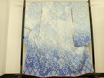 平和屋着物●豪華振袖 総絞り 舞花文 暈し染め 正絹 逸品 AABF0591fy