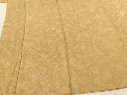 平和屋着物●上質な色無地 ふくれ織 辻が花地紋 飴色 正絹 逸品 AABF0592fy