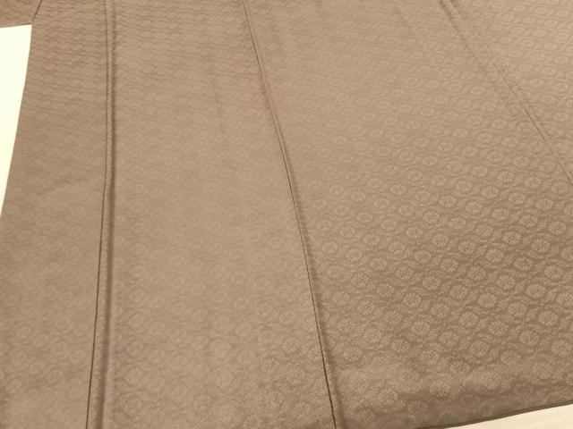 平和屋着物●お召 色無地 小葵 鶸茶色 正絹 逸品 AABF0593fy