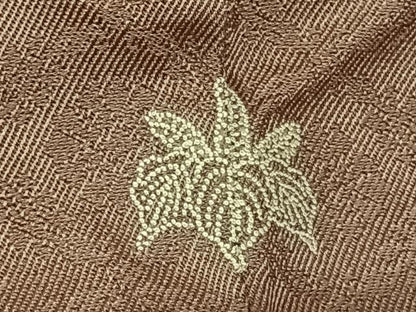 平和屋着物●お召 色無地 小葵 鶸茶色 正絹 逸品 AABF0593fy