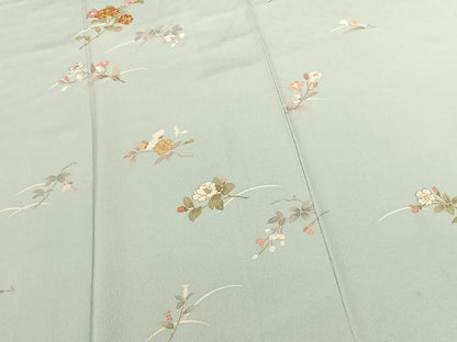 平和屋着物●訪問着 友禅 駒刺繍 草花文 金彩 正絹 逸品 AABF0598fy