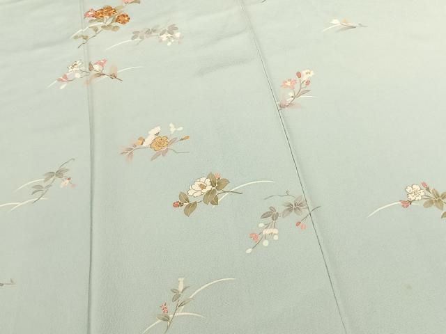 平和屋着物●訪問着 友禅 駒刺繍 草花文 金彩 正絹 逸品 AABF0598fy