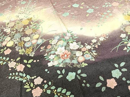 平和屋着物●訪問着 草花文 暈し染め 金彩 正絹 逸品 AABF0602fy