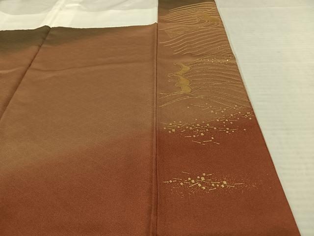 平和屋着物●訪問着 駒刺繍 地紙花鳥文 暈し染め 金彩 正絹 逸品 AABF0603fy