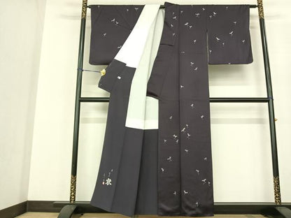 平和屋着物●狩野嘉一郎　訪問着　ろうけつ染め　手描き　舞花文　正絹　逸品　AABF0604fy