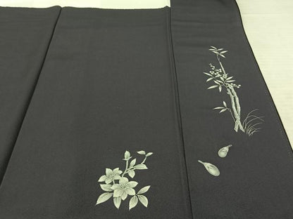 平和屋着物●狩野嘉一郎　訪問着　ろうけつ染め　手描き　舞花文　正絹　逸品　AABF0604fy