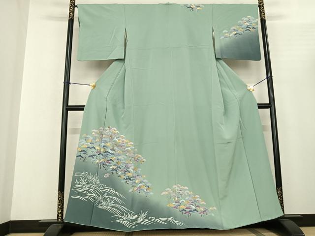 平和屋着物●訪問着 友禅 松 暈し染め 金彩 正絹 逸品 AABF0605fy