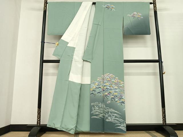 平和屋着物●訪問着 友禅 松 暈し染め 金彩 正絹 逸品 AABF0605fy