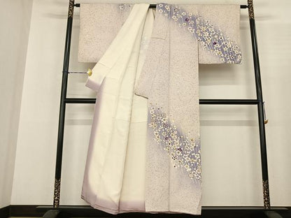 平和屋着物●訪問着 友禅 枝梅文 暈し染め 金彩 正絹 逸品 AABF0606fy