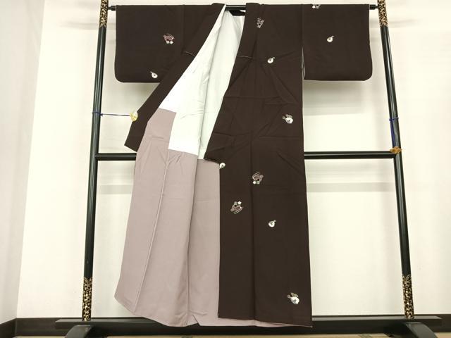 平和屋着物●上質な小紋 河豚 海老 正絹 逸品 AABF0607fy