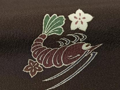 平和屋着物●上質な小紋 河豚 海老 正絹 逸品 AABF0607fy
