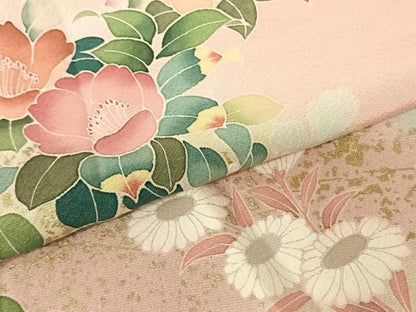 平和屋着物●訪問着 友禅 枝花文 暈し染め 金彩 正絹 逸品 AABF0611fy