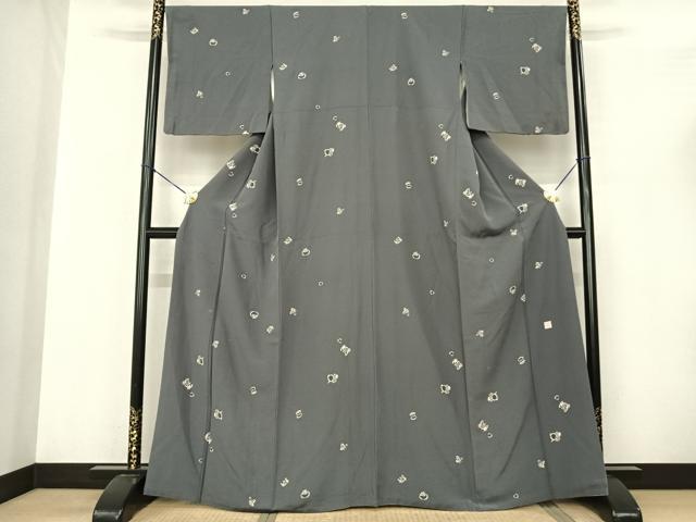 平和屋着物●上質な小紋 作家物 猿蟹合戦 正絹 逸品 AABF0612fy