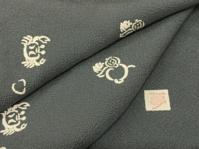 平和屋着物●上質な小紋 作家物 猿蟹合戦 正絹 逸品 AABF0612fy