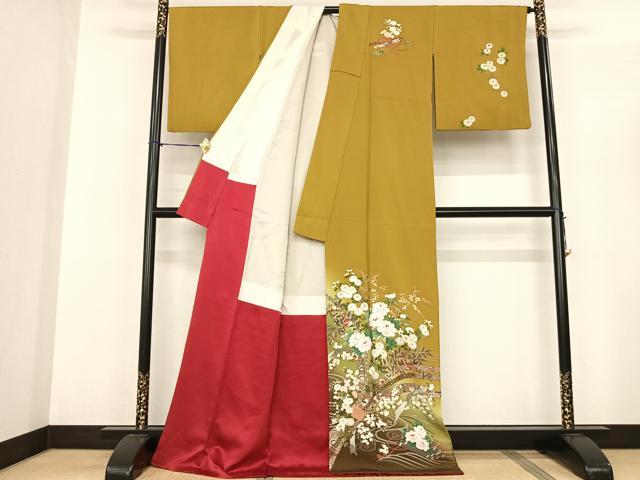 平和屋着物●訪問着 駒刺繍 束ね熨斗花文 暈し染め 金彩 ロング丈 正絹 逸品 AABF0614fy