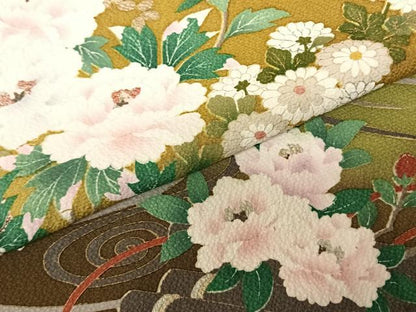 平和屋着物●訪問着 駒刺繍 束ね熨斗花文 暈し染め 金彩 ロング丈 正絹 逸品 AABF0614fy
