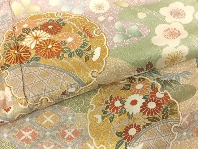 平和屋着物●訪問着　友禅　駒刺繍　雪輪花文　金銀彩　三越扱い　正絹　逸品　AABF0616fy