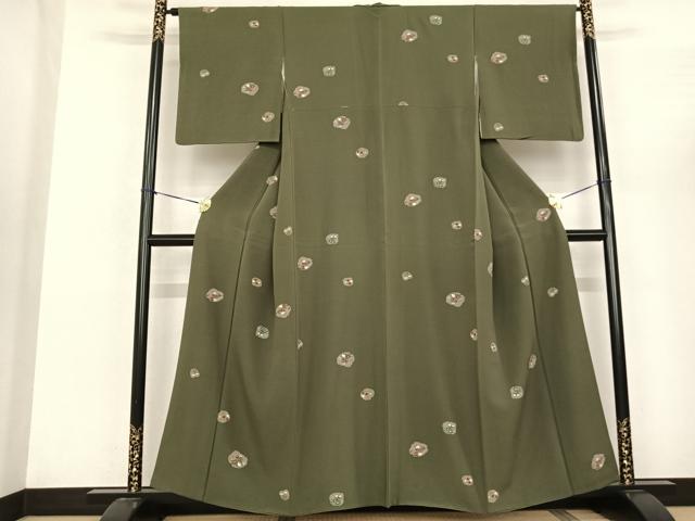 平和屋着物●上質な小紋 草花文 金彩 正絹 逸品 AABF0623fy