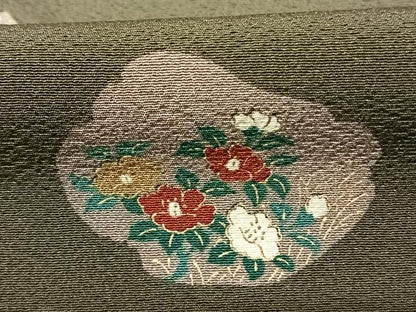 平和屋着物●上質な小紋 草花文 金彩 正絹 逸品 AABF0623fy