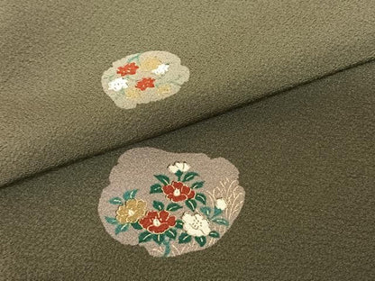 平和屋着物●上質な小紋 草花文 金彩 正絹 逸品 AABF0623fy
