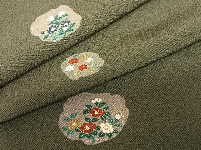 平和屋着物●上質な小紋 草花文 金彩 正絹 逸品 AABF0623fy
