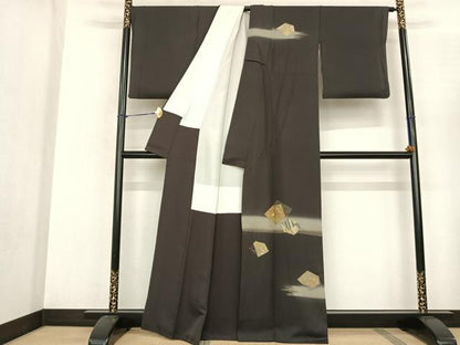 平和屋着物●訪問着 竹屋町刺繍 色紙重ね花文 暈し染め 金糸 金銀彩 正絹 逸品 AABF0625fy