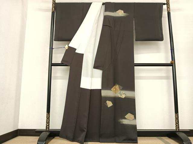 平和屋着物●訪問着 竹屋町刺繍 色紙重ね花文 暈し染め 金糸 金銀彩 正絹 逸品 AABF0625fy
