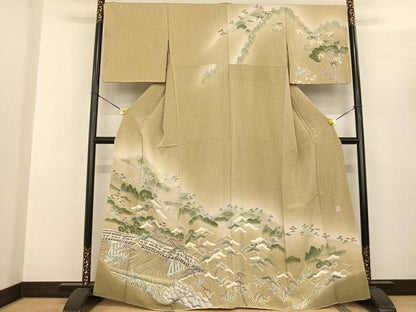 平和屋着物●倉染匠 猟彩友禅作家 倉翔篁 訪問着 風景文 暈し染め 正絹 逸品 AABF0627fy
