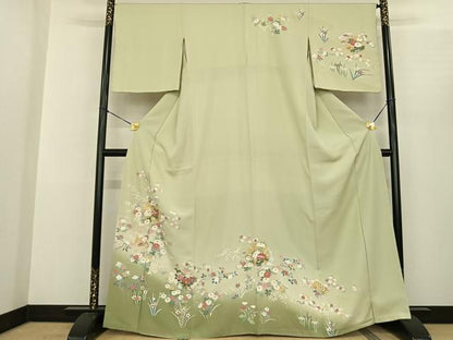 平和屋着物●訪問着 雪輪花文 暈し染め 金彩 正絹 逸品 AABF0628fy
