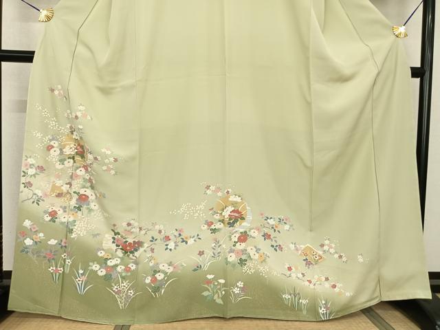 平和屋着物●訪問着 雪輪花文 暈し染め 金彩 正絹 逸品 AABF0628fy
