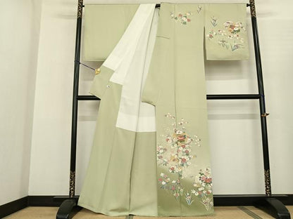 平和屋着物●訪問着 雪輪花文 暈し染め 金彩 正絹 逸品 AABF0628fy