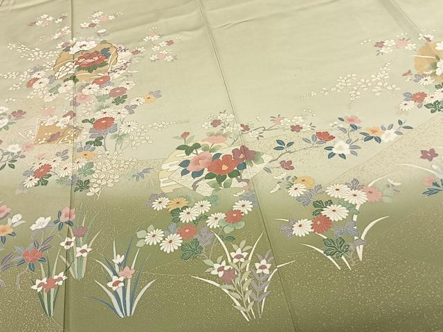 平和屋着物●訪問着 雪輪花文 暈し染め 金彩 正絹 逸品 AABF0628fy