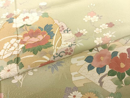平和屋着物●訪問着 雪輪花文 暈し染め 金彩 正絹 逸品 AABF0628fy