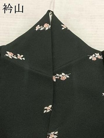 平和屋着物●上質な小紋 枝花文 黒地 正絹 逸品 AABF0629fy