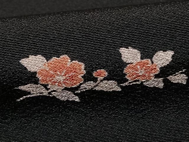 平和屋着物●上質な小紋 枝花文 黒地 正絹 逸品 AABF0629fy