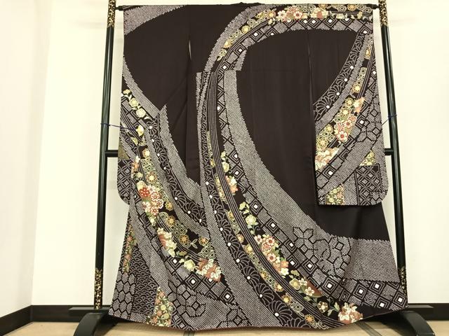 平和屋着物●豪華振袖 駒刺繍 絞り 熨斗花文 金彩 正絹 逸品 AABF0630fy