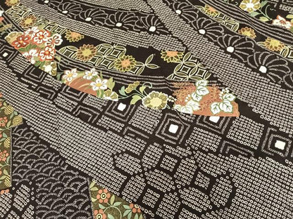 平和屋着物●豪華振袖 駒刺繍 絞り 熨斗花文 金彩 正絹 逸品 AABF0630fy