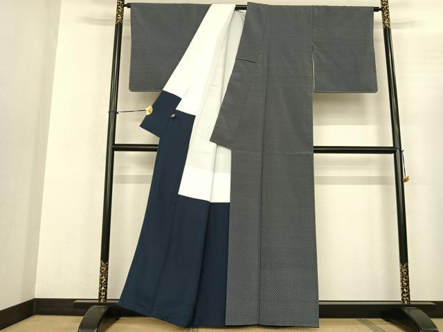 平和屋着物●本塩沢 蚊絣 正絹 逸品 未使用 AABF0633fy