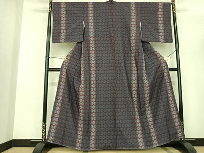 平和屋着物●上質な小紋 絞り 縞 暈し染め 正絹 逸品 未使用 AABF0634fy