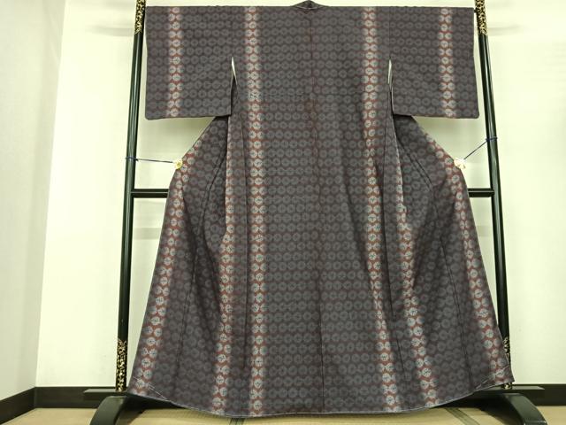 平和屋着物●上質な小紋 絞り 縞 暈し染め 正絹 逸品 未使用 AABF0634fy