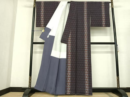 平和屋着物●上質な小紋 絞り 縞 暈し染め 正絹 逸品 未使用 AABF0634fy