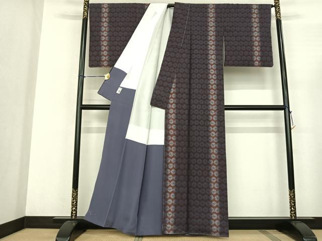 平和屋着物●上質な小紋 絞り 縞 暈し染め 正絹 逸品 未使用 AABF0634fy