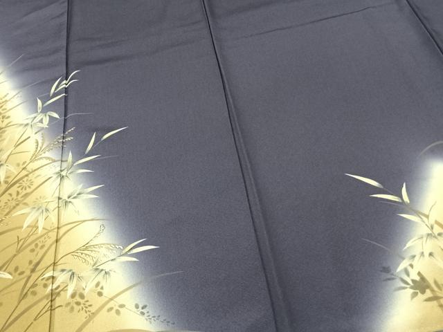 平和屋着物●訪問着 手描き 笹葉文 暈し染め 金彩 正絹 逸品 未使用 AABF0635fy