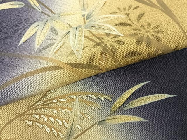 平和屋着物●訪問着 手描き 笹葉文 暈し染め 金彩 正絹 逸品 未使用 AABF0635fy