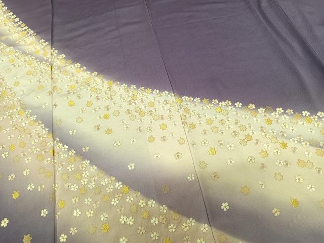 平和屋着物●訪問着 刺繍 舞花文 暈し染め 金糸 やまと誂製 正絹 逸品 AABF0636fy